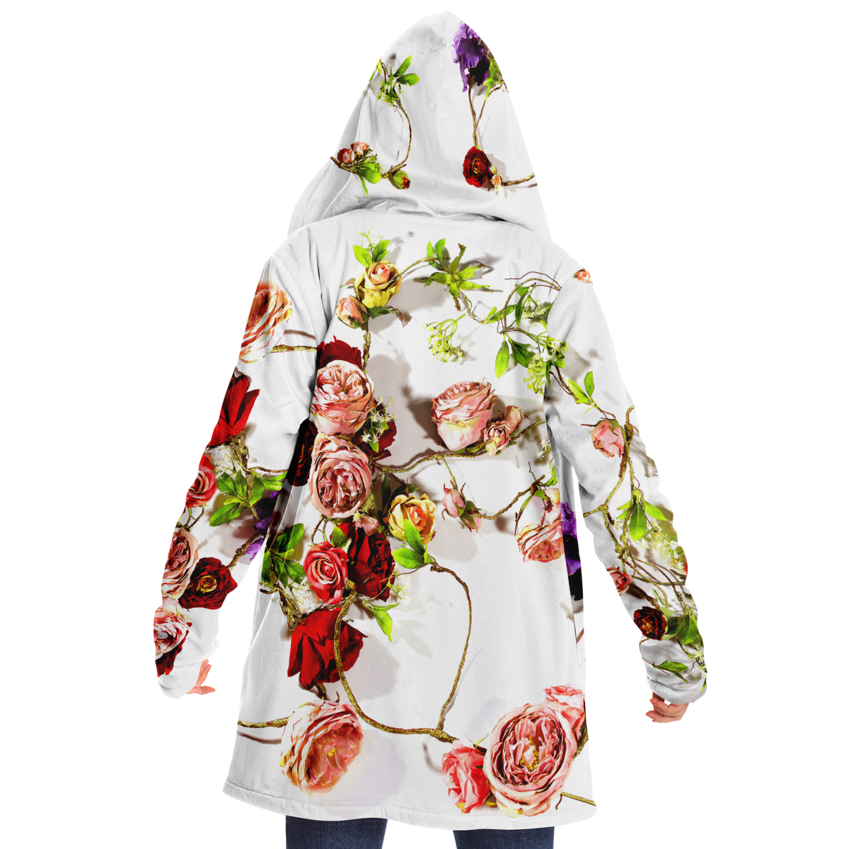 Scarlet Blooming Vine Floral Hoodie