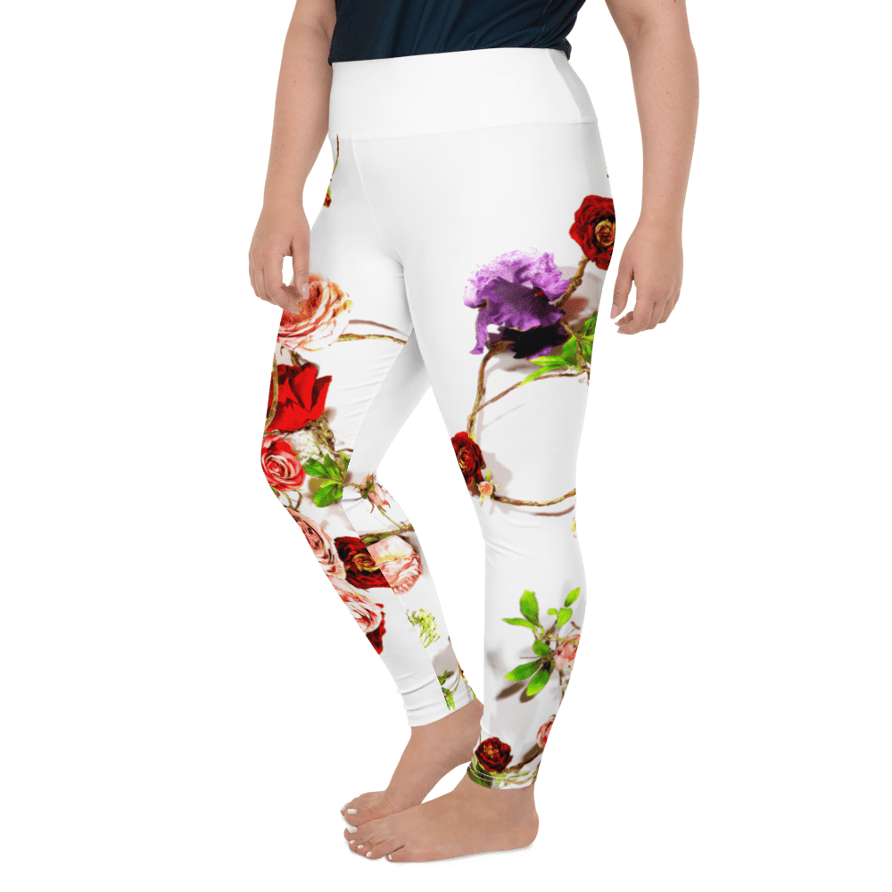 Scarlet Blooming Vine Floral Yoga Leggings
